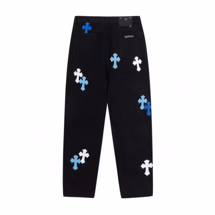 Chrome Hearts Blue & White Cross Patch Jeans
