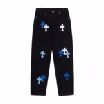Chrome Hearts Blue & White Cross Patch Jeans