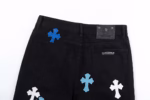 Chrome Hearts Blue & White Cross Patch Jeans