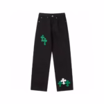Chrome Hearts Cross Green & White Patch Jeans
