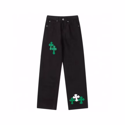 Chrome Hearts Cross Green & White Patch Jeans
